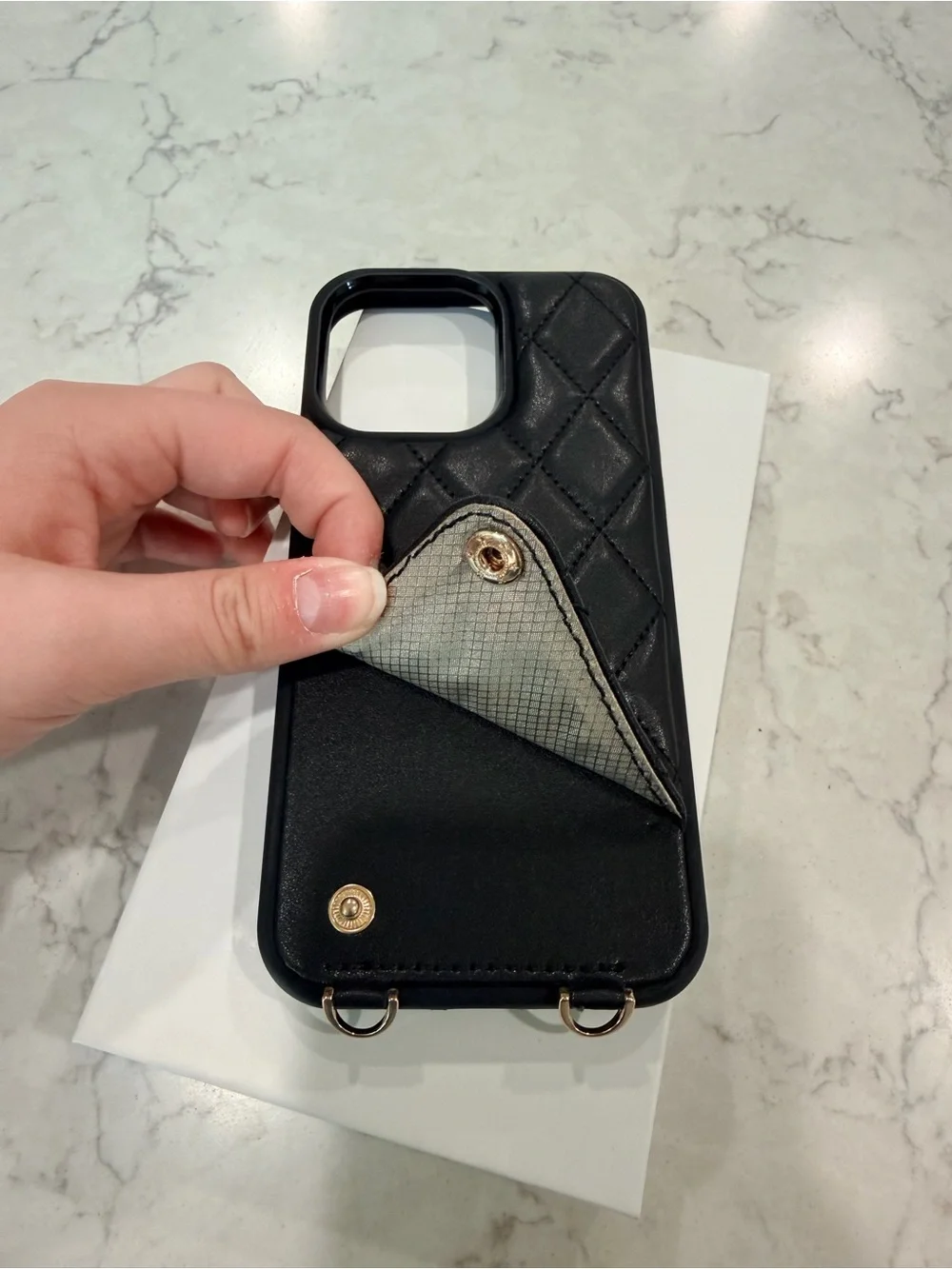 iPhone 16 Plus Black Quilted Crossbody Phone Case with Strap, +2 other fun ones!